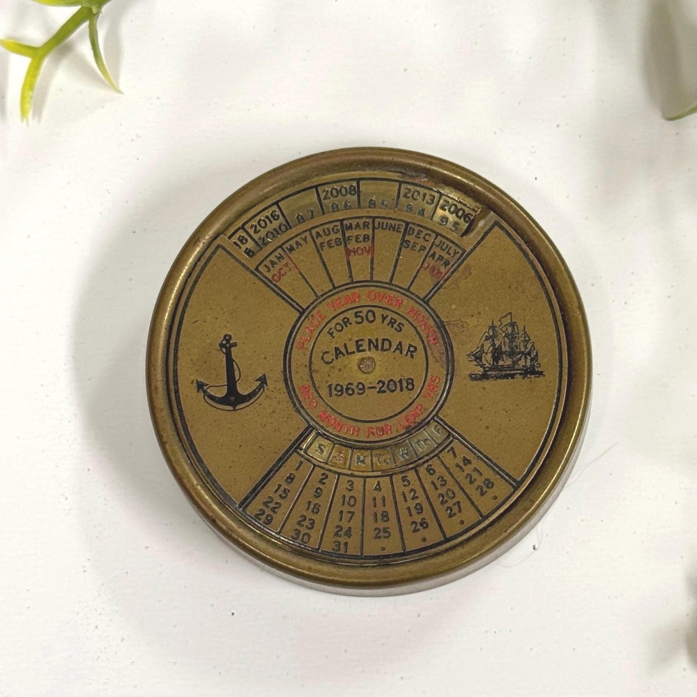 Vintage Brass 50 year calendar 1969-2018